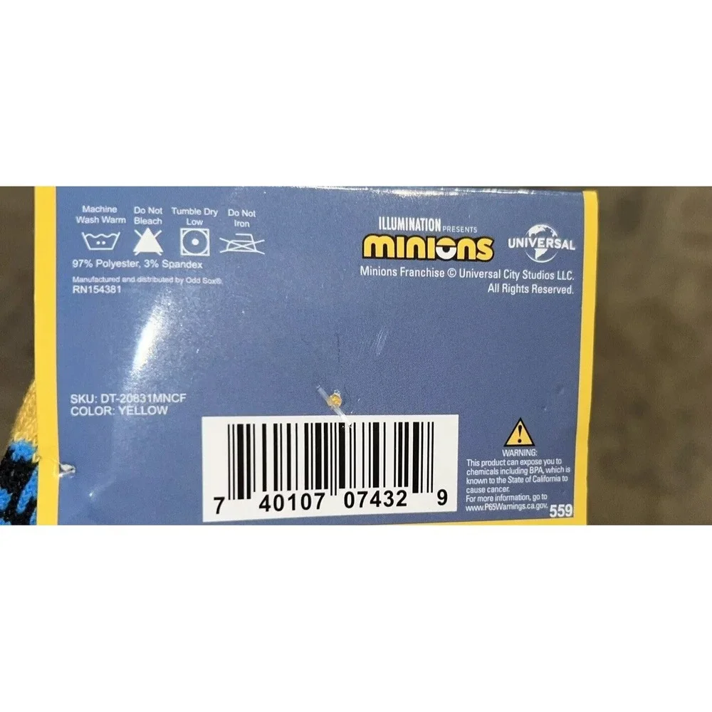 New Minions Men's Socks Sz 6-12 Yellow‎